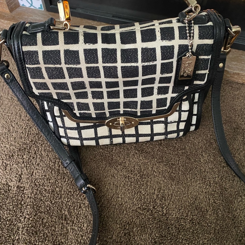 😍AUTHENTIC LINEN & LEATHER COACH BAG‼️ - Picture 3 of 16